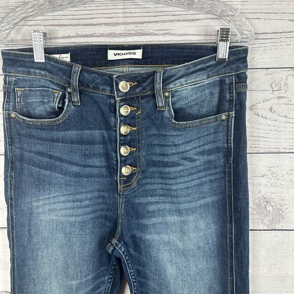 Vigoss Jeans Womens 29 Blue Bootcut Stretch High Rise Exposed Button Fly Lana - Picture 4 of 16